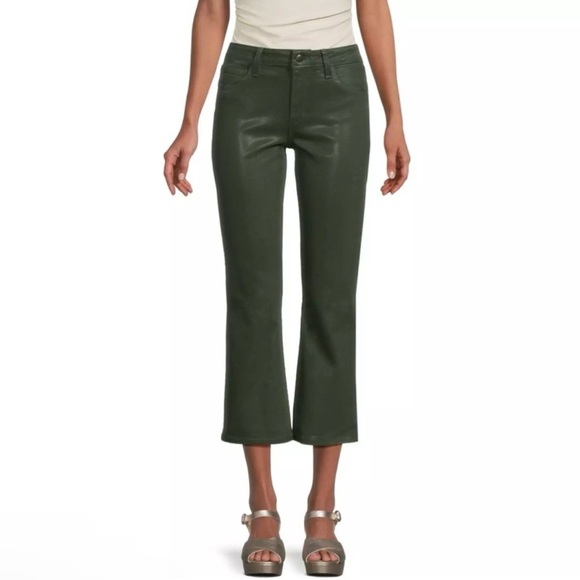 JOE’S Jeans Mid Rise Crop Boot Coated Green Olive Dark Green Women Size 28 $228 - Picture 1 of 13